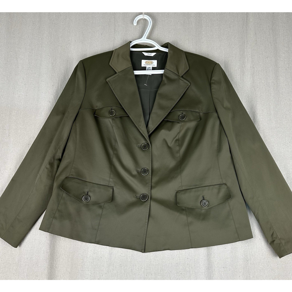 Talbots | Stretch Jacket Blazer with Pockets Olive Army Green Women's Petites